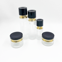Ensemble de flacons cosmétiques ronds en verre de luxe avec pompe pulvérisatrice et diffuseur à bâtonnets pour gouttes ophtalmiques, sérum, crème pour le visage et soins de la peau