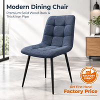 Chaise de salle à manger moderne en tissu avec dossier et assise rembourrés, revêtement en lin, pieds coniques durables pour la maison, l'hôtel, le restaurant