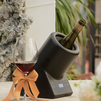 Enfriador de Vino Compacto con Diseño Clásico de Nogal, Mantiene el Vino Frío, Enfriador de Vino de Sobremesa