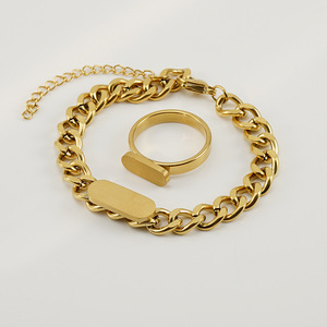 ZOGXIN Stainless Steel Cuban Chain Jewelry <b>Set</b> Gold Color Necklace <b>Bracelet</b> Earrings Fashion Party Wear - Product Image 3