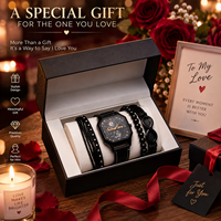 Ensemble cadeau pour homme, montre, bracelet, collier, bague, ensemble de bijoux avec boîte cadeau pour la fête des pères, la Saint-Valentin, Noël, les anniversaires