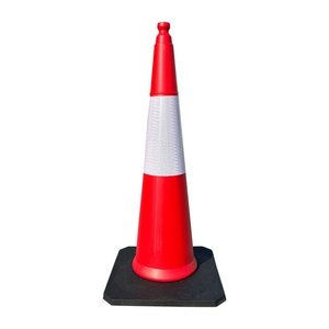 Cône de signalisation routière Shunlu A042 en PVC, rouge et noir, réfléchissant prismatique haute intensité, 6 kg, 1000 mm, sans alimentation électrique, pour la sécurité routière - Product Image 1
