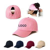 Gorra de Béisbol de 6 Paneles Personalizada con Logotipo, de Lujo, 100% Algodón, para Mujer, Gorra Deportiva con Cola de Caballo y Logotipo Personalizado