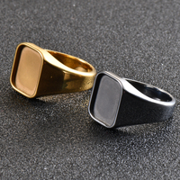 Individuell Gravierter Blanko-Ehering Runder Siegelring 18K Vergoldet mit Kanalfassung Herren DIY-Schmuck