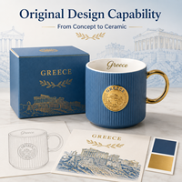 Tasses en céramique souvenirs de Grèce, Europe, cadeau touristique personnalisé, nouvelle tasse en porcelaine fine avec motif Acropole, boîte, fournisseur en gros OEM ODM