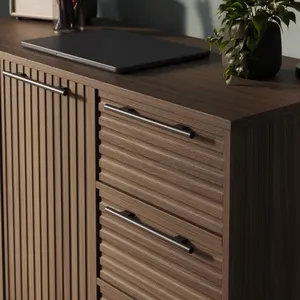 Swivel <strong>Desk</strong> Modern Brown Pull Out <strong>Desk</strong> <strong>with</strong> Drawers and Doors Spacious Storage Room for Office Working <strong>Desk</strong> - Product Image 3