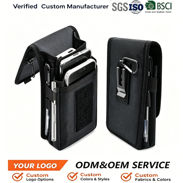 Dual Phone Holster Large Smartphone Pouch Multi-Purpose Tactical Cell Phone Holder for Work Hiking