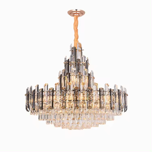 Luz de techo de cristal moderna personalizada de fábrica Iluminación de araña de cadena de hierro moderna - Product Image 1