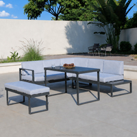 Table basse d'extérieur moderne en alliage d'aluminium OSMEN Luisa - Résistante aux UV et imperméable, facile à nettoyer pour la cour et la salle à manger