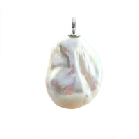 Pendentif en perle d'eau douce baroque de 12-15 mm, argent, deux couleurs disponibles, grand design de bélière, compatible avec toutes les chaînes de collier