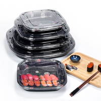 Sunzza Offre Spéciale carré sushi plats à emporter plateau boîtes jetable en plastique sashimi dessert cuisson paquet conteneur avec couvercle antibuée