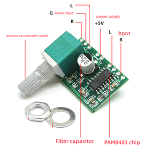 Mini amplificateur PAM8403 5V avec interrupteur et potentiomètre, alimentation USB, bons effets sonores - Product Image 2