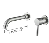 Robinet de lavabo mural en or brossé/noir pour salle de bain, mitigeur eau chaude et froide pour lavabo et baignoire