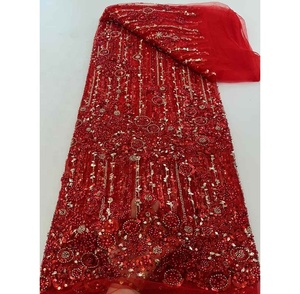 Tela de Tul con Cuentas y Encaje, para <span class=keywords><strong>Fiesta</strong></span>, Precio de Fábrica Italiana/China, Hermoso Vestido de Boda, Venta Directa para Confección de Ropa - Product Image 1