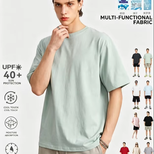 Camisetas de manga corta con cuello redondo de color liso, camisetas holgadas de tela gruesa, camisetas básicas informales transpirables de secado rápido para hombre - Product Image 1