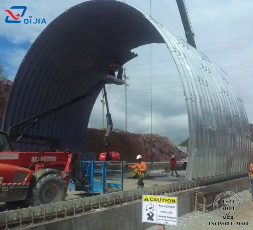 Multi plates assemble steel tunnel culvert half circle corrugated steel arch structure