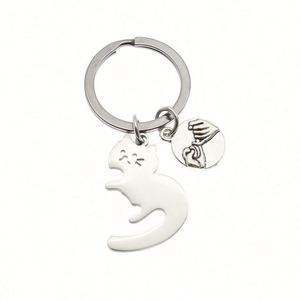 Colgante de Metal Personalizable de Fábrica para Mejores Amigos o Parejas, con Gatos Abrazándose, Llavero de Acero Inoxidable - Product Image 5