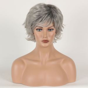 Nouvelle perruque courte bouclée dégradée gris argenté pour femme, accessoires de mode européens et américains - Product Image 4