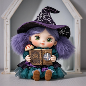 Vinyl mặt đồ chơi sang trọng tùy chỉnh nhồi <span class=keywords><strong>Plush</strong></span> Búp bê đồ chơi nhà sản xuất cuốn sách ma thuật phù thủy búp bê IP hợp thời trang đồ chơi công ty hoạt động Quà Tặng - Product Image 2