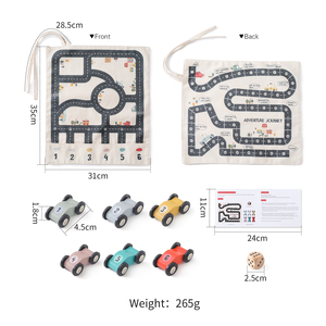 Jouets <span class=keywords><strong>Montessori</strong></span> pour enfants, voitures en bois multifonctions, jeu de piste en toile, jouets éducatifs précoces pour enfants en bas âge - Product Image 6
