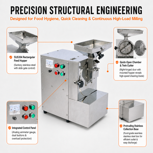 Máquina para Moler <span class=keywords><strong>Nueces</strong></span>, Molinillo de Materiales Oleosos de 750W, Tamaño de Alimentación de 10mm, Acero Inoxidable, Polvo Fino para Sésamo, Nuez, Almendra - Product Image 3