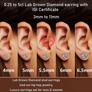 Custom Diamond Studs <strong>Earrings</strong> 925 Silver 10k <strong>Gold</strong> <strong>Emerald</strong> Pear Oval Round Cut 0.5 -4.0 Ct IGI Certified Lab Diamond <strong>Earrings</strong> - Product Image 3