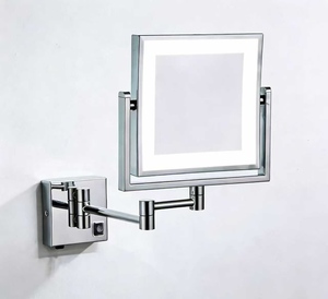 Espejo de Maquillaje LED con Luz, Sin Perforación, Montado en la Pared, Plegable, Retráctil, Aumento de Doble Cara, Espejo de Belleza para Baño - Product Image 1