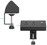 Multiprise de bureau à fixation par pince avec charge rapide USB, 2 prises, station de charge QC pour table de bureau à domicile