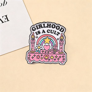 Pin Esmaltado 'La Juventud Es Un Culto' con Velas Románticas Rosas, Estrellas, Corazones, Arcoíris y Flores, Broche, Joyería Feminista, Regalo para Amigas - Product Image 2