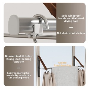 Tendedero de ropa moderno minimalista de aluminio para balcón, montado en pared sin perforaciones, plegable, para secar edredones - Product Image 4