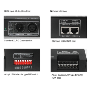 4通道RGBW <span class=keywords><strong>DMX</strong></span> 512解码器，用于带LED光源的舞台照明RJ45控制器 - Product Image 3