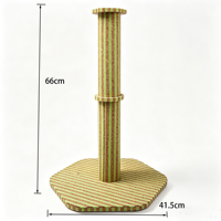 Arbre à chat en liège naturel avec base hexagonale, en feutre rayé vert et marron, griffoir vertical pour chats d'intérieur