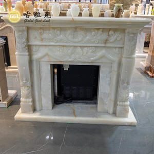 इनडोर सजावटी प्राकृतिक पत्थर फायरप्लेस चारों ओर संगमरमर गोमेद सफेद फायरप्लेस मेंटल - Product Image 4