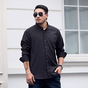 เสื้อเชิ้ตลำลองทรงหลวมสำหรับผู้ชายไซส์ใหญ่ แขนยาว สีพื้น สำหรับใส่ทำงาน - Product Image 2