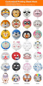 OEM Kundenspezifisch Bedruckte Lustige Niedliche Tiermuster-Maske für Frauen, Teenager und Kinder Hautpflege Gesichtsmaske Trockene Großpackung Gesichtspapiermaske Rohmaterial - Product Image 2