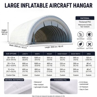 Tente tunnel gonflable de grande taille, hangar pour avions avec structure à poutres pneumatiques arquées