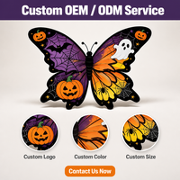 Ailes de papillon d'Halloween personnalisées avec logo pour enfants, motif citrouille, fantôme, toile d'araignée, ailes de déguisement violettes et orange