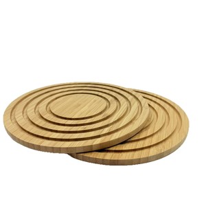 Alfombrilla aislante térmica redonda de bambú, posavasos antideslizante para taza de té, uso doméstico, Color sólido - Product Image 2