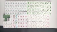 Tuiles de Mahjong en Acrylique Thème Vacances 160 Pièces avec Motifs Palmiers et Parasols pour Soirées Jeux au Bord de la Piscine