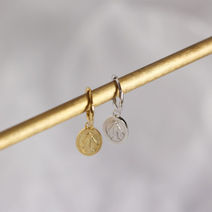INS Design Jewelry Hot Sale Gold Plated 925 <strong>Sterling</strong> <strong>Silver</strong> Virgin Mary Charm <strong>Hoop</strong> Dangling <strong>Earrings</strong> - Product Image 2