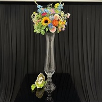 Vase à fleurs en verre transparent JINDA, forme trompette, décoration d'événements, centre de table de mariage, grand support à fleurs en verre