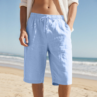 Pantalones Cortos Casuales Transpirables Antiarrugas de Cintura Alta de Spandex/Nylon con Múltiples Bolsillos y Cintura Elástica para Playa, Tallas S-3XL