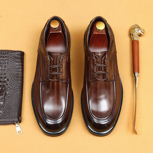Business casual men's <b>shoes</b> 2026 new round-toe genuine leather British retro colored formal <b>shoes</b> - Product Image 1