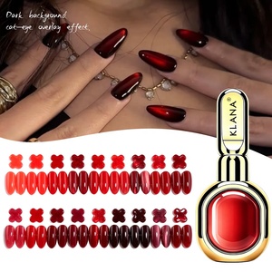 Kit de vernis à ongles gel série rouge bordeaux 24 pièces sous marque privée, vernis gel UV solide rouge cerise à retirer par trempage avec nuancier et logo personnalisé - Product Image 1
