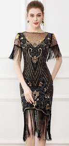 Ausschnitt Flapper Kleider 20er Jahre Paille tten kleider Große Gatsby Cocktail party Damen Fasching Kostum Kleider Eco party - Product Image 5