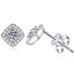 Luxe S925 sterling zilveren miniatuur suikerklontje moissanite diamanten oorringen voor heren en dames - Product Image 3