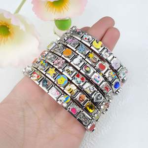 Pulsera de dijes italiana de acero inoxidable, elástica, DIY, con dijes de dibujos animados, a la moda - Product Image 2