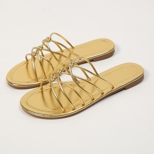 รองเท้าส้นเตี้ยแบบสวม - รองเท้าลายตารางทำมือ สวมใส่ภายนอกบ้าน รองเท้าชายหาด รองเท้าสไตล์สีทองและสีเงิน - Product Image 5