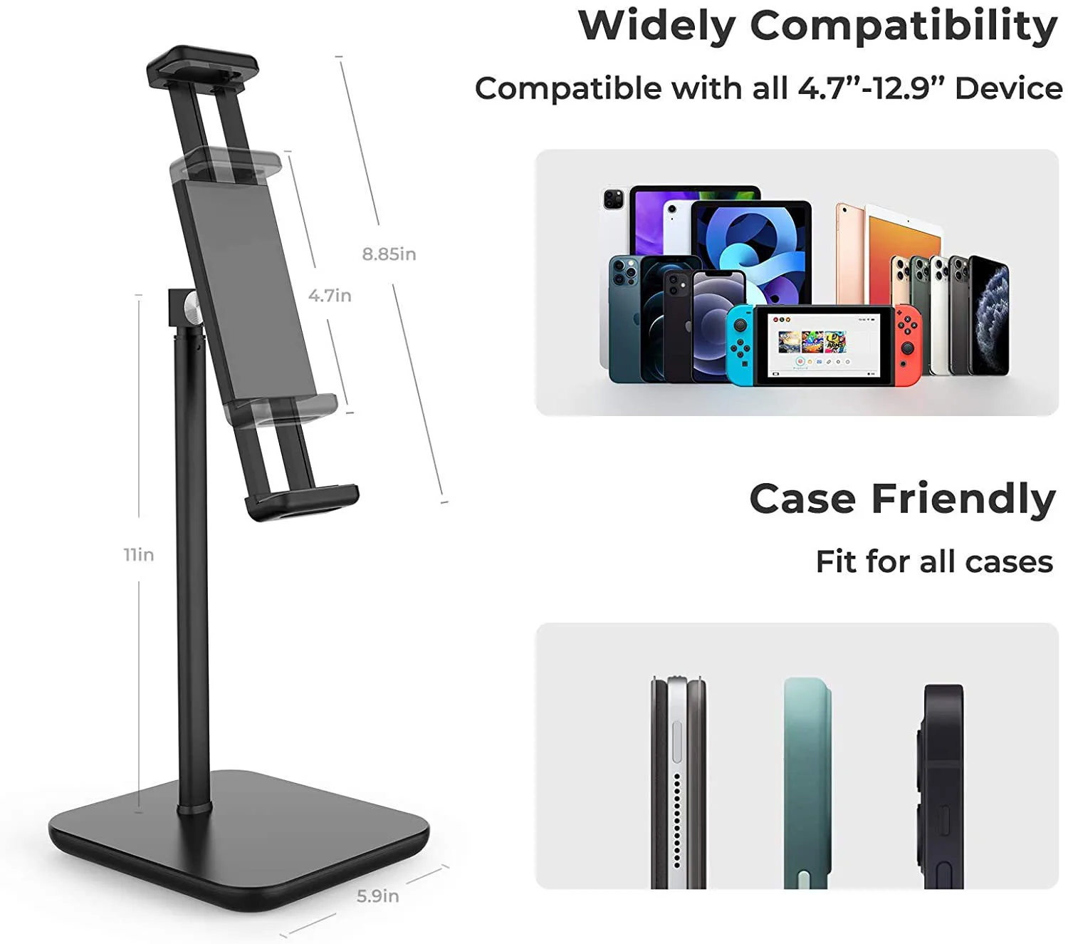 Ergonomic 360 Degree Rotation Portable Phone Stand Height Angle Adjustable Tablet Stand