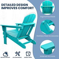 Chaise Adirondack en HDPE pour patio extérieur, bleu turquoise